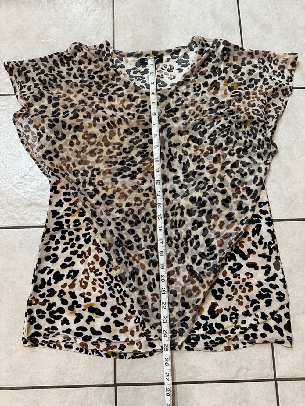 LILY MORGAN Leopard Print Short Sleeve Flowy Feminine Blouse, Sz Med - Picture 10 of 10